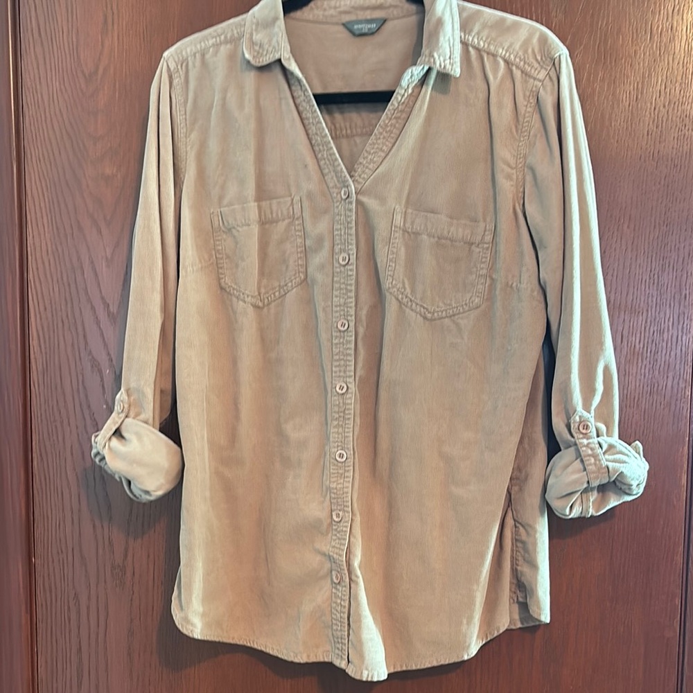 Tan Corduroy Button-Up Shirt